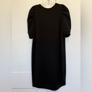Zara Black Stretch Crepe Puff sleeve Dress